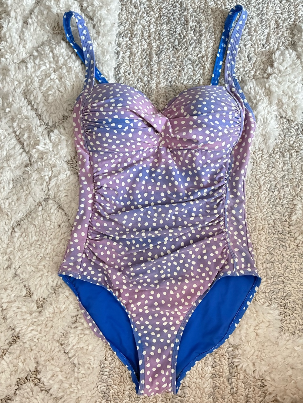 Nip Tuck Swim Size 8 Ruched Multi-Fit Cup One-Piece Polka Dot Swimsuit
